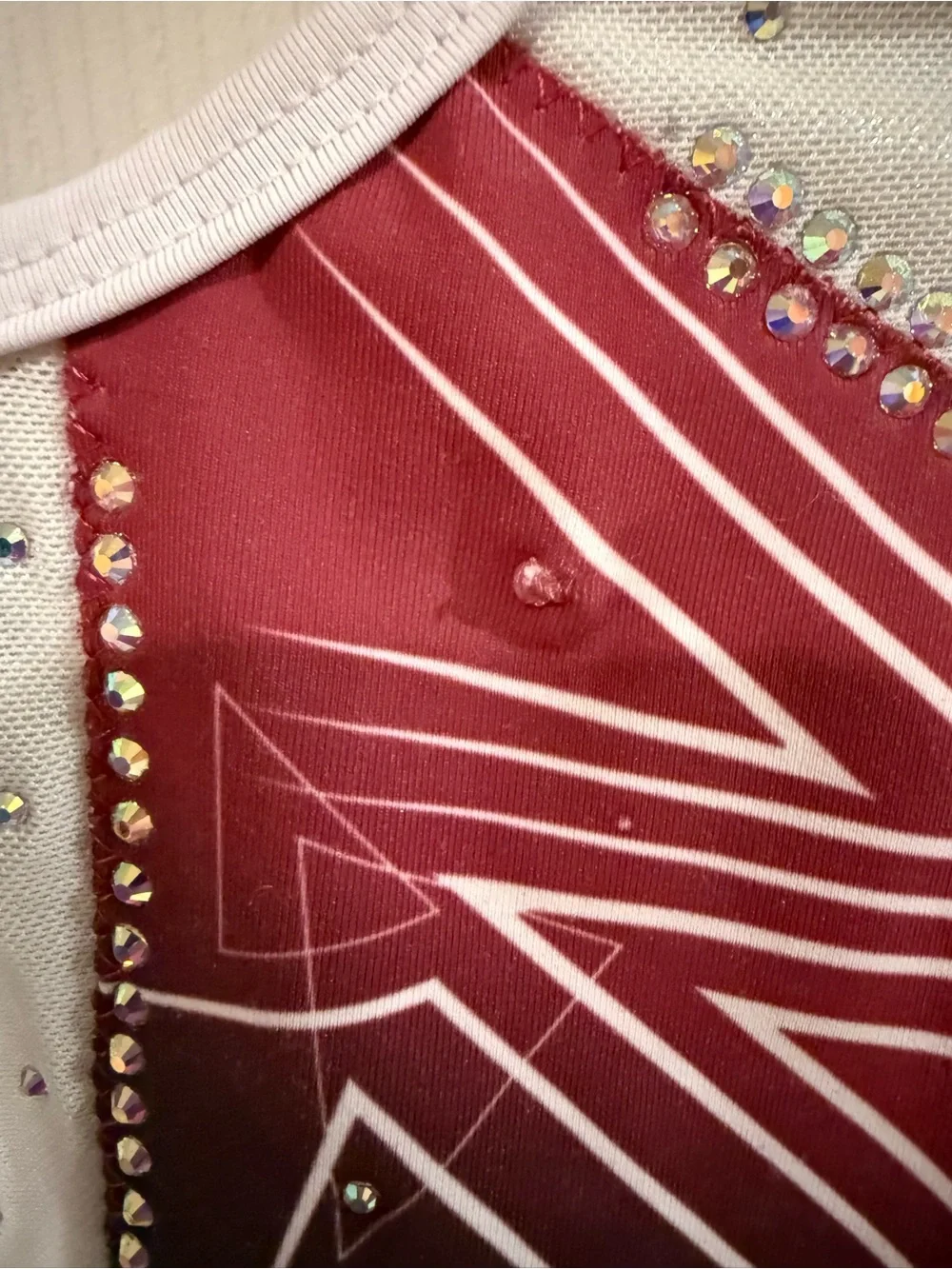 GKelite size 12 Girls Maroon Ombre Gymnastics Leotard unitard w/ Crystal Accents